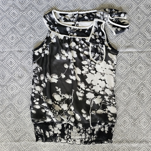 BCX Black and White Blouse Elegant Top - Picture 1 of 16
